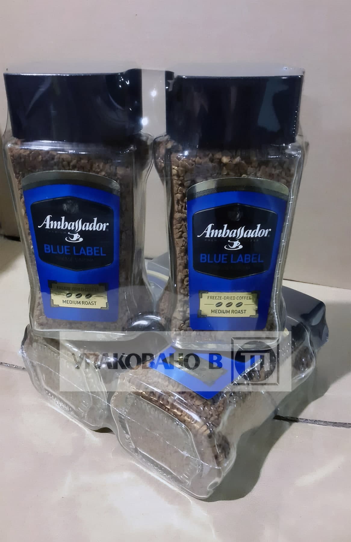 Упаковка промо набора кофе AMBASSADOR Blue Label